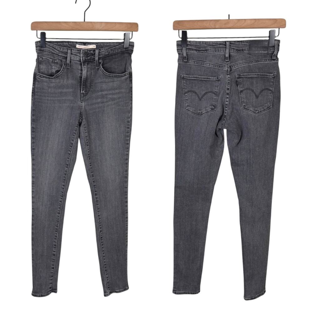 Levi’s 721 High Rise Skinny Dark Gray Black 28" Inseam Slim Fit Stretch Jeans